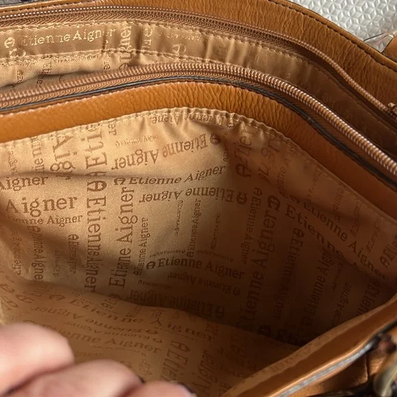 Etienne Aigner Genuine Leather Brown Hobo Bag 👜 - Picture 2 of 8